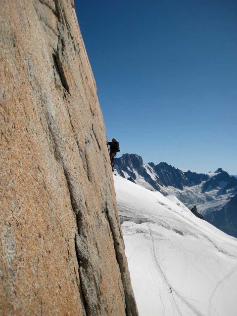 Sunny rock climbing on Chamonix granite