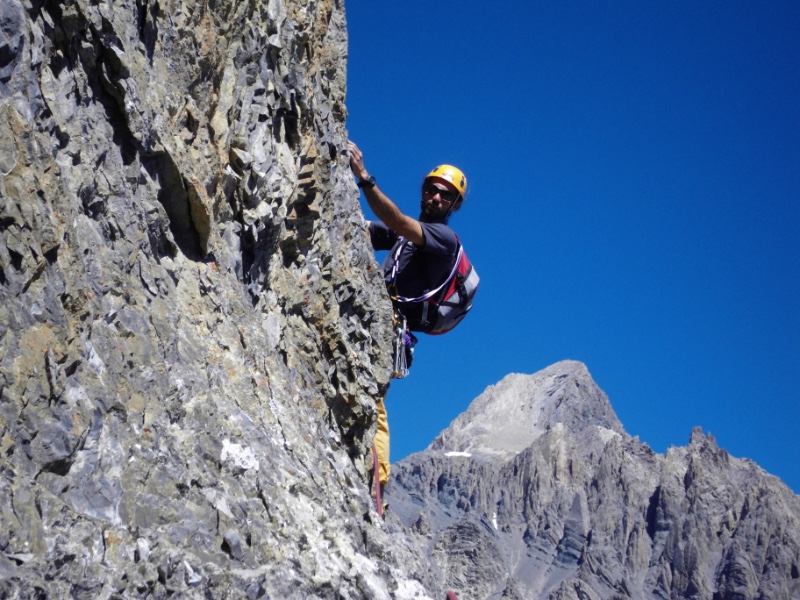 Multi pitch climbing in Ubaye