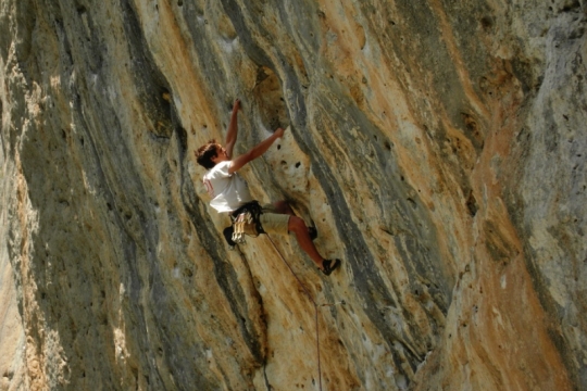 Rock climbing in Céüse cascade