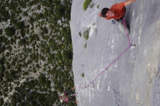 Multi pitch climbing in Verdon