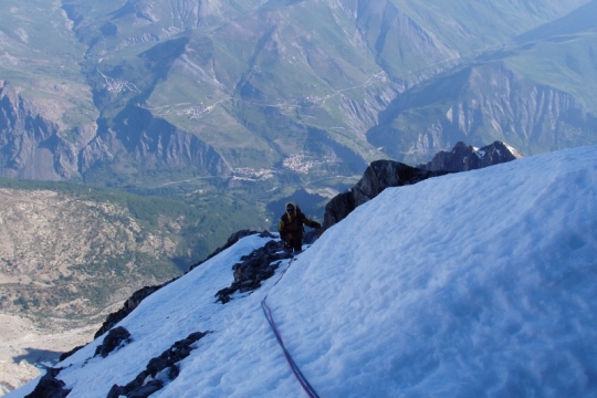 Sortie du  Z en face nord de la Meije