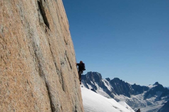 Sunny rock climbing on Chamonix granite