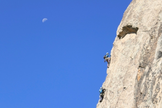 Escalade en face sud du Corno Stella